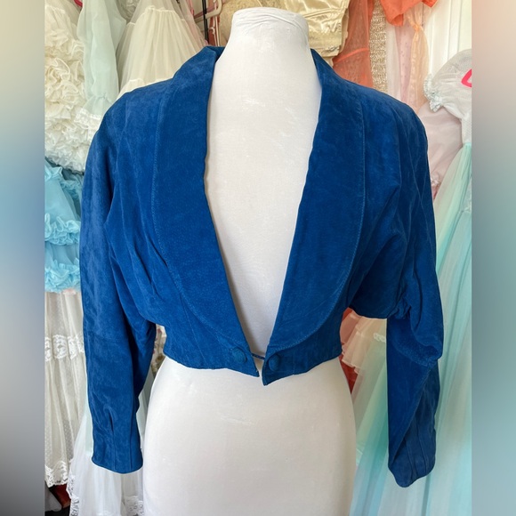 Wilson’s Leather Vintage 80s blue suede cropped leather jacket - Picture 4 of 9